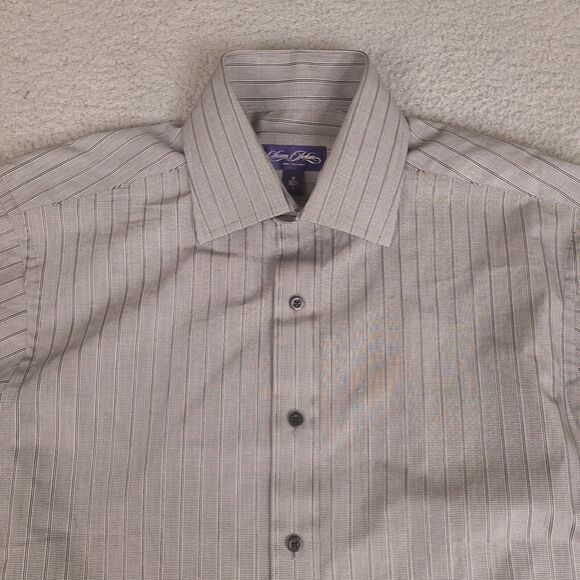Sean John Dress Shirt Men's Large 16 32/33 Gray Striped Fine Tailoring Button Up - Picture 2 of 13